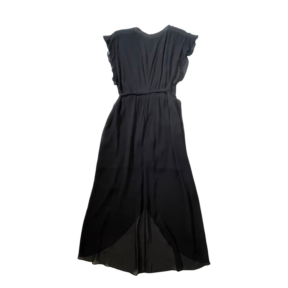 Reformation Charlene Wrap Maxi Dress - Black - Altered Neckline - Ruffles - L - Picture 3 of 6